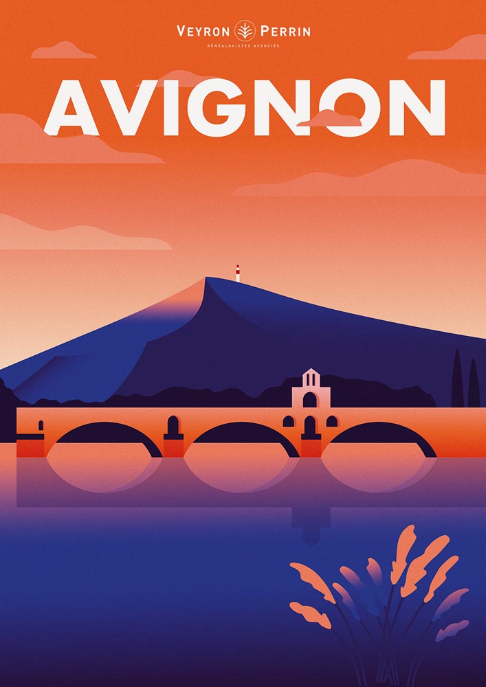 affiche dessinée de la ville de avignon